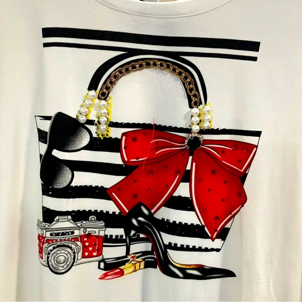 Sassy embellished 3/4 sleeved Tee shirt - Picture 1 of 3